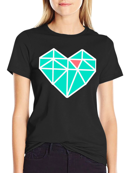 Geometric Heart Graphic Tee - Modern Black T-Shirt