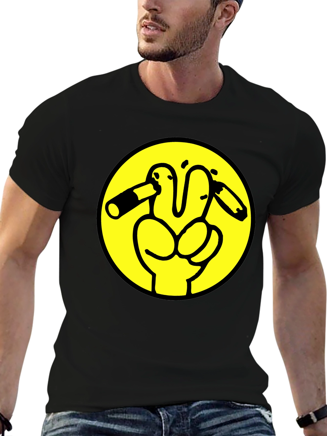 Peace Off T-Shirt Funny Humor Black Cotton Tee