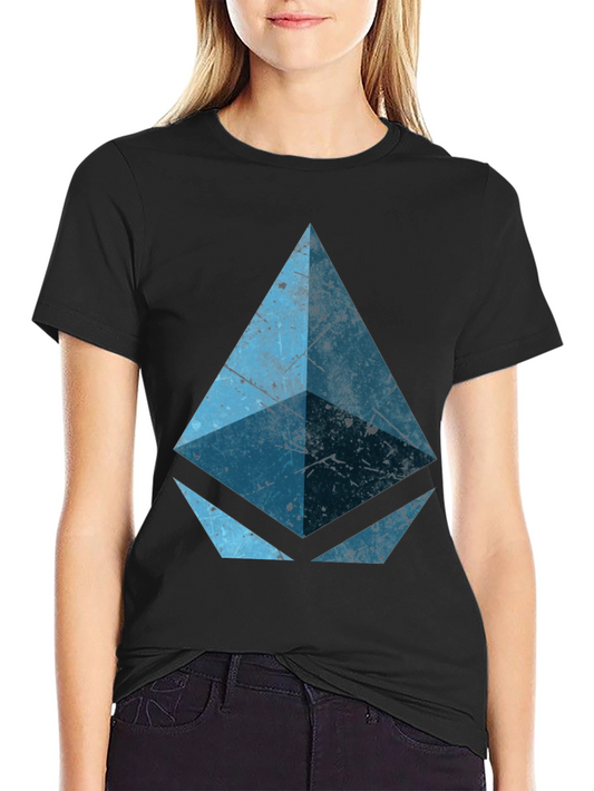 Geometric Blue Graphic Print Black Tee
