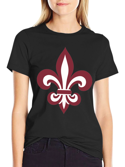 Fleur-de-Lis Graphic Tee - Black Cotton Blend Casual T-Shirt