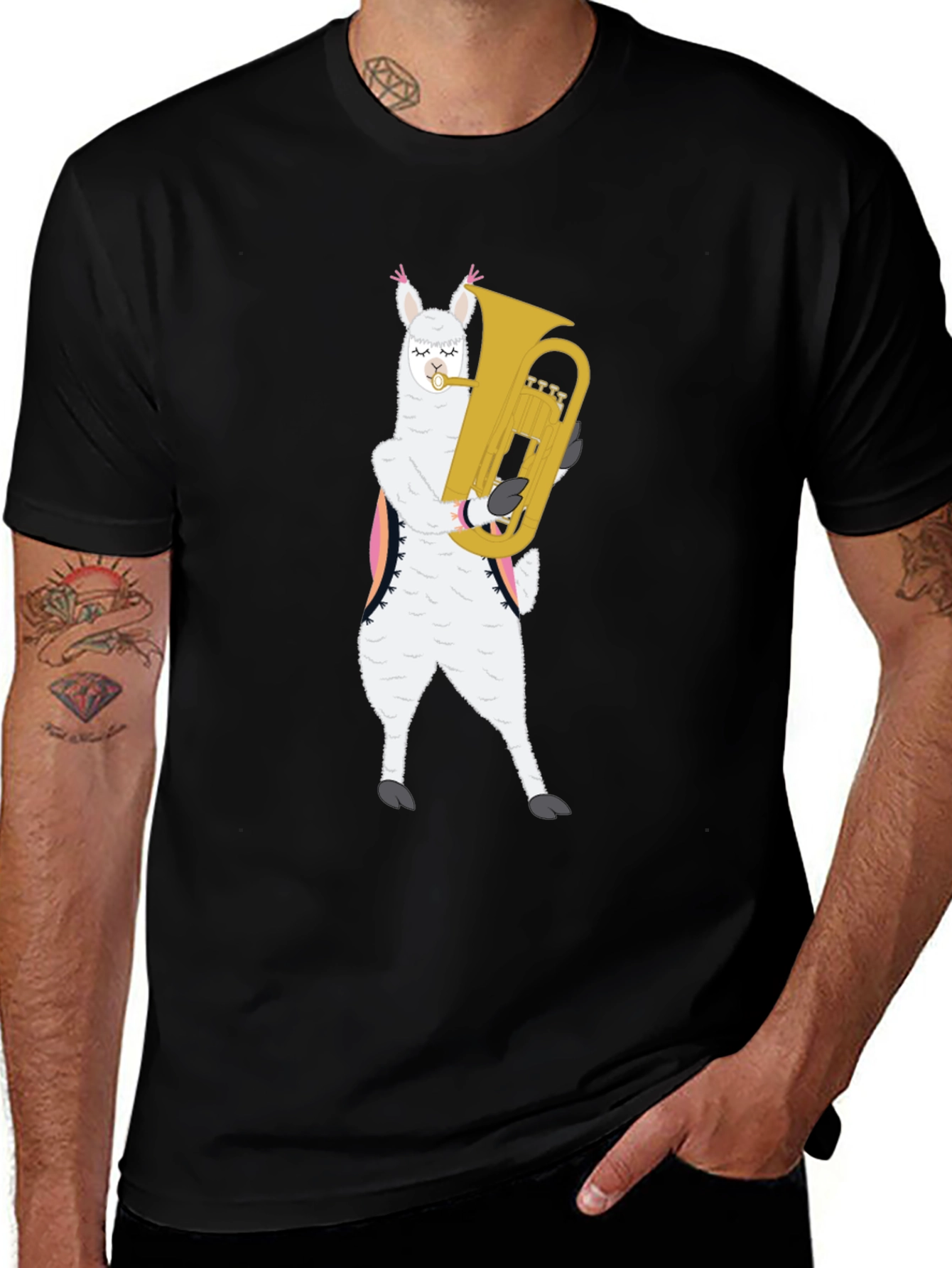 Llama Tuba Player Graphic Tee