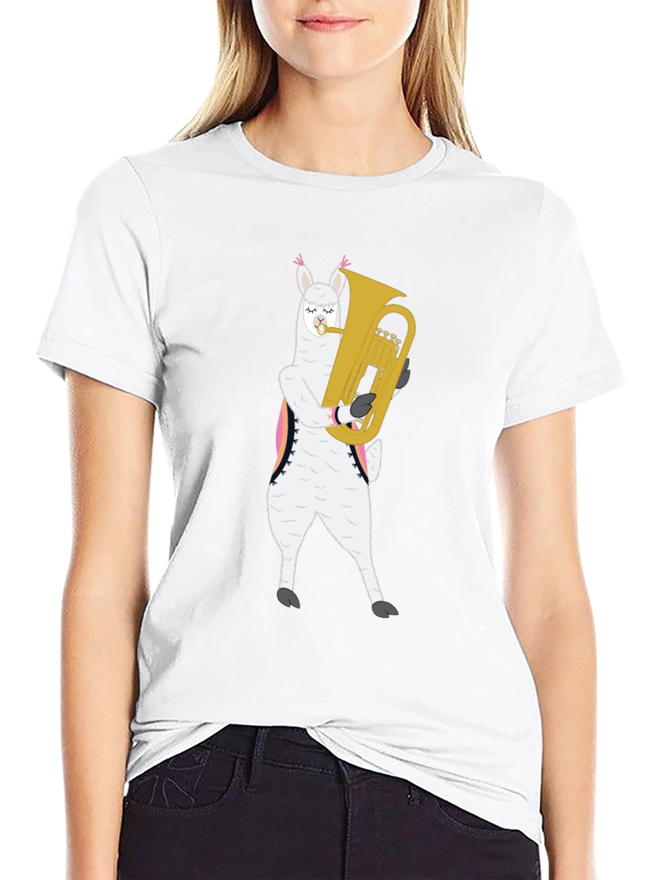Llama Tuba Player Graphic Tee