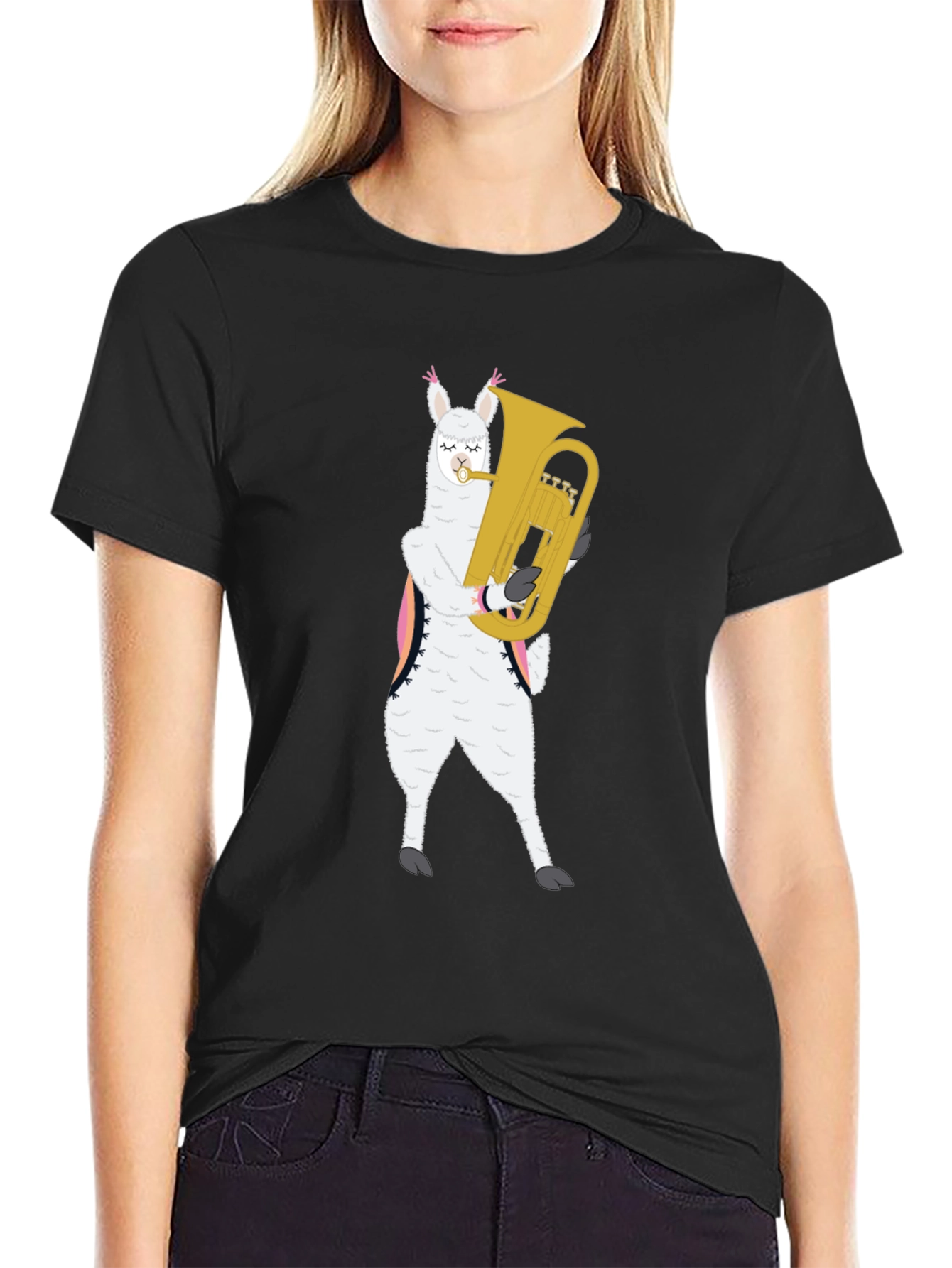 Llama Tuba Player Graphic Tee