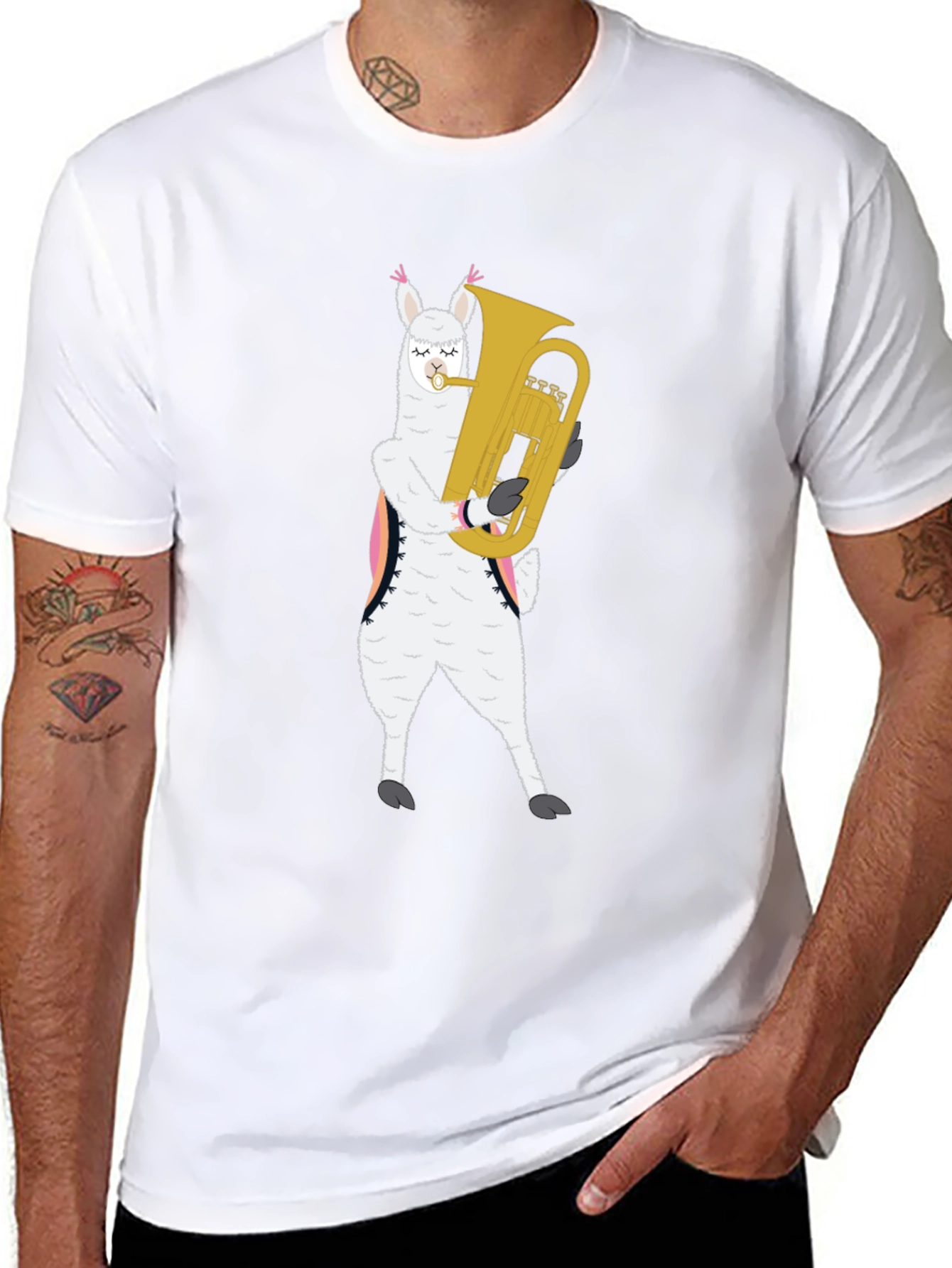 Llama Tuba Player Graphic Tee