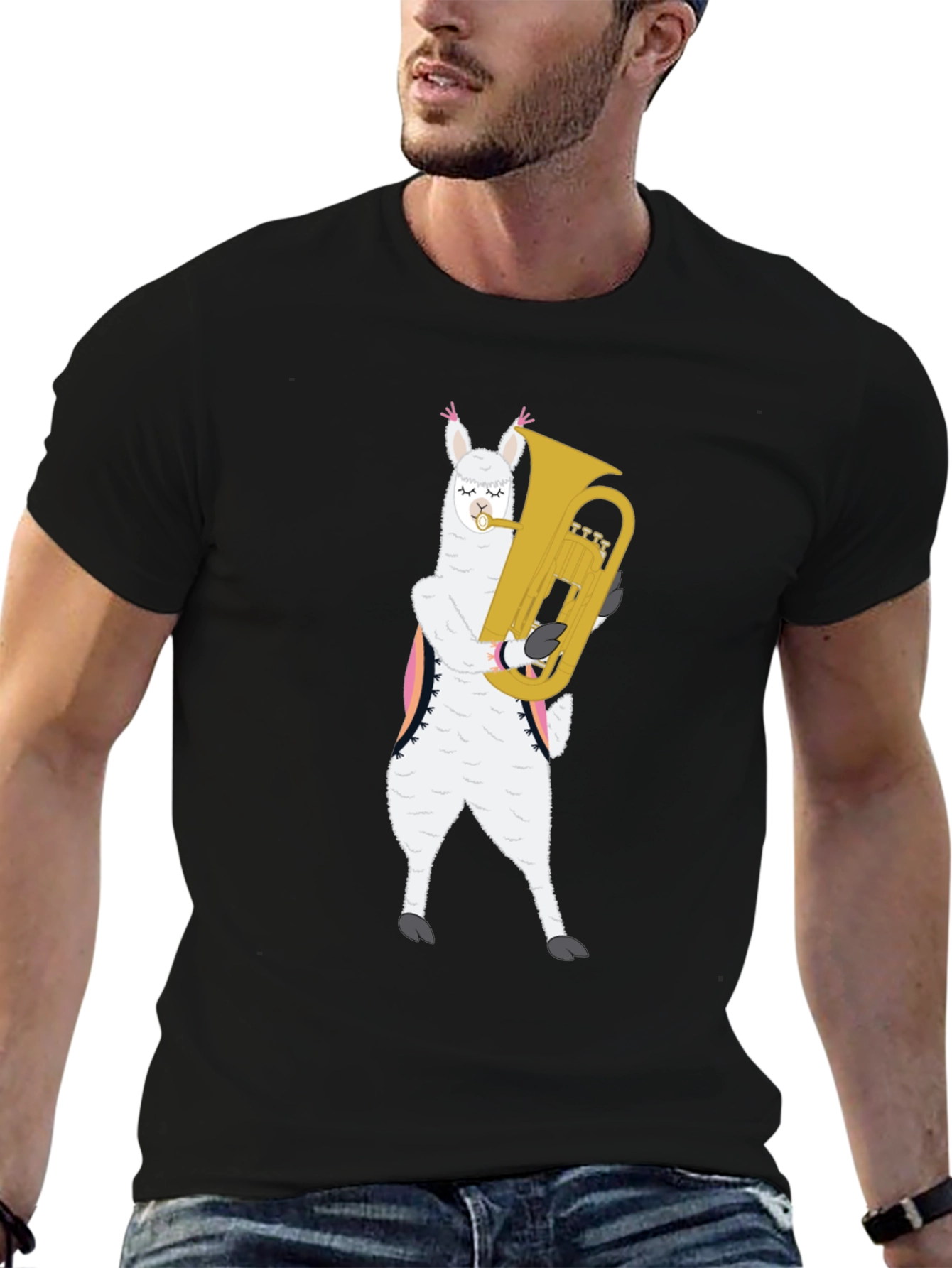 Llama Tuba Player Graphic Tee