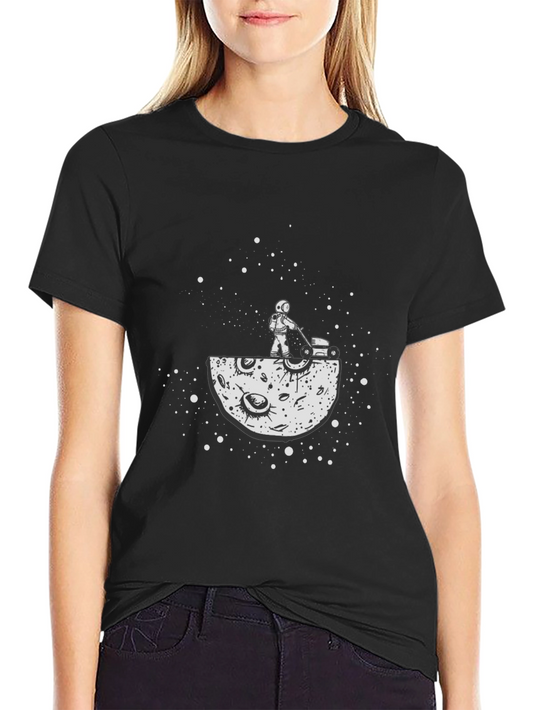 Astronaut Moon Mowing T-Shirt - Cosmic Humor Tee