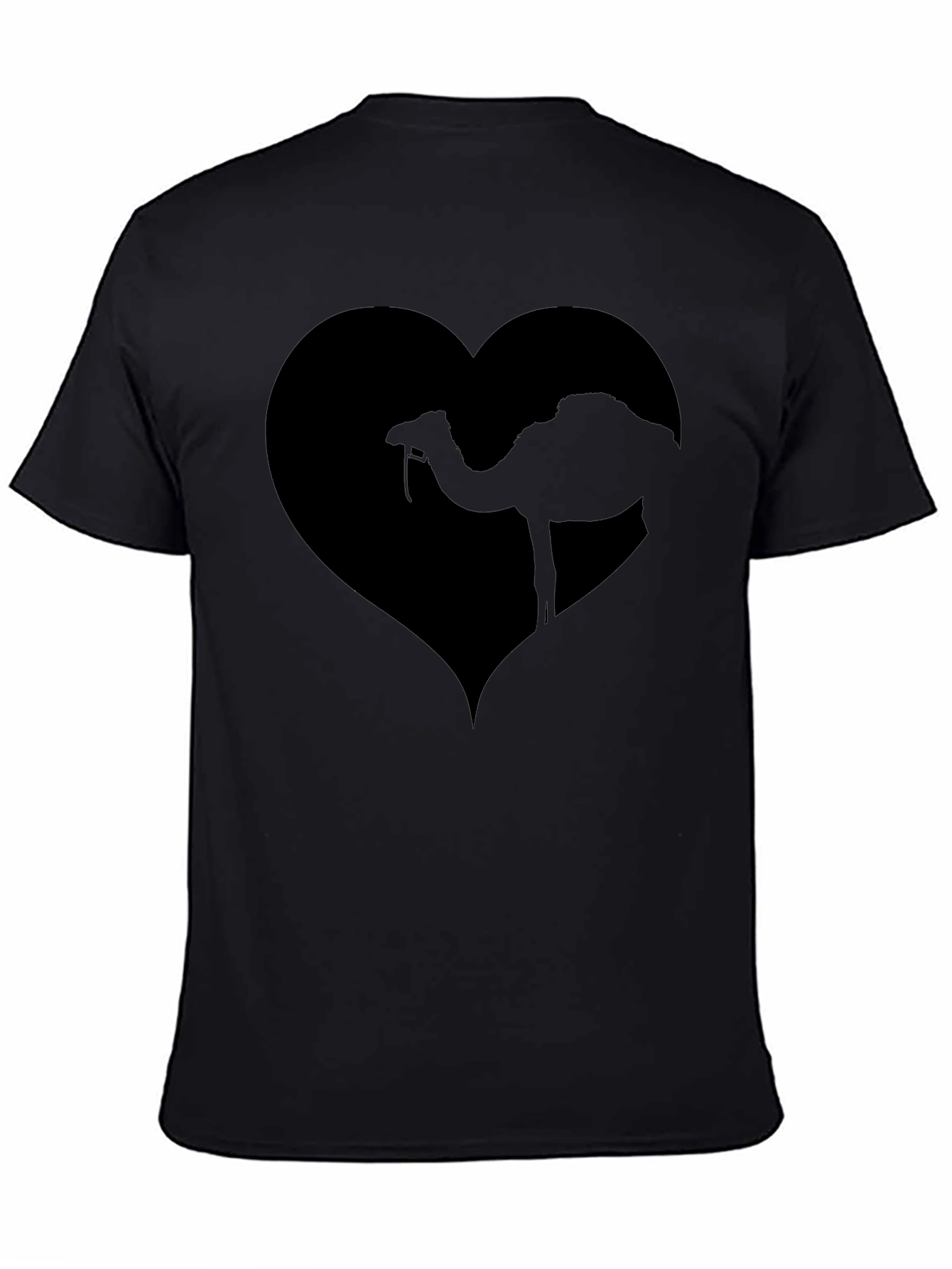 Camel Love Heart Graphic Tee - Black Casual T-Shirt