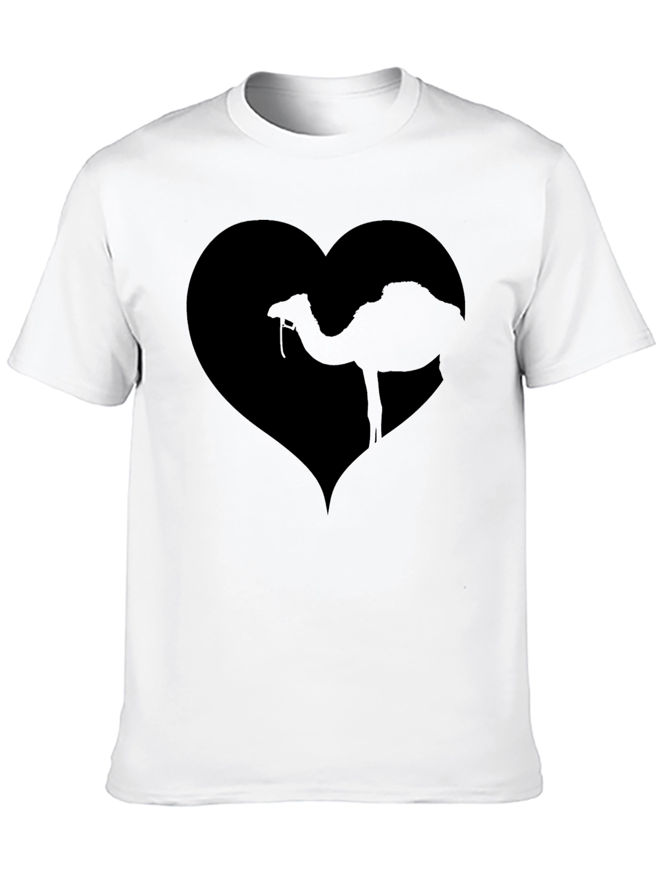 Camel Love Heart Graphic Tee - Black Casual T-Shirt