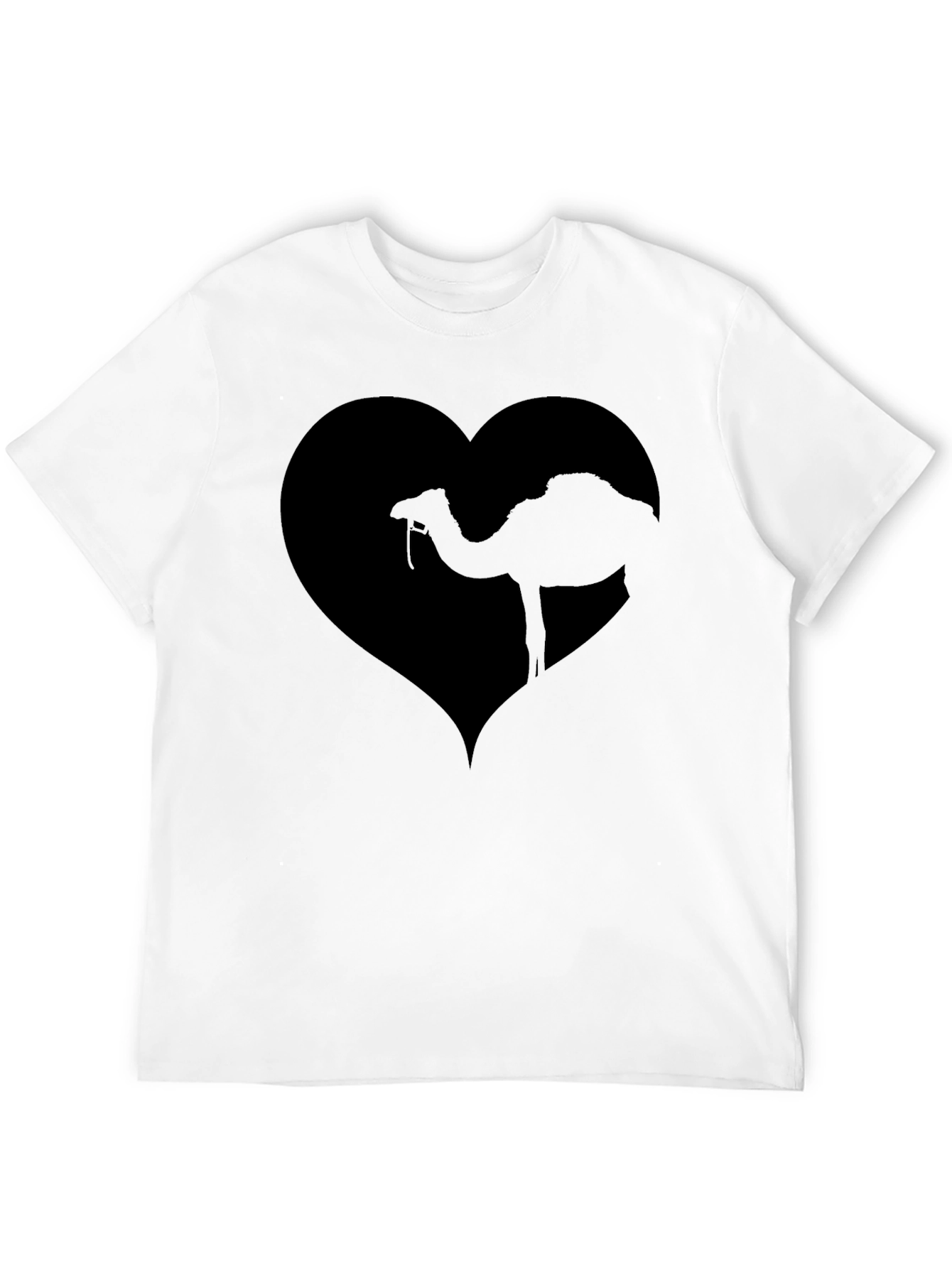 Camel Love Heart Graphic Tee - Black Casual T-Shirt