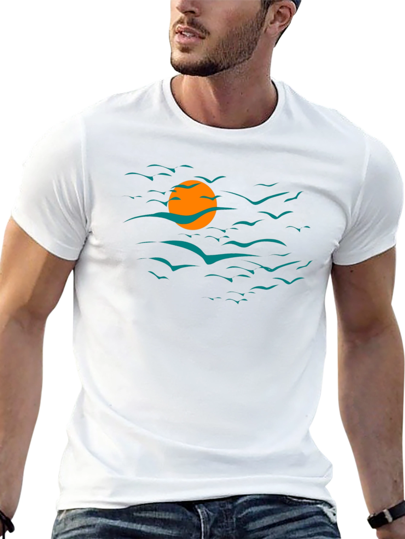 Sunset Birds Graphic T-Shirt