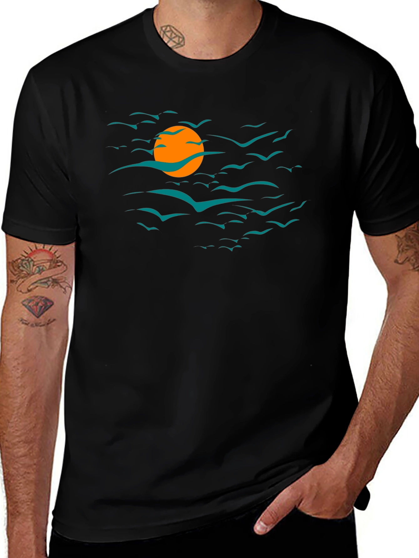 Sunset Birds Graphic T-Shirt