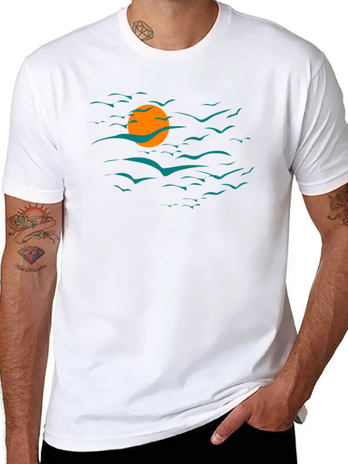 Sunset Birds Graphic T-Shirt