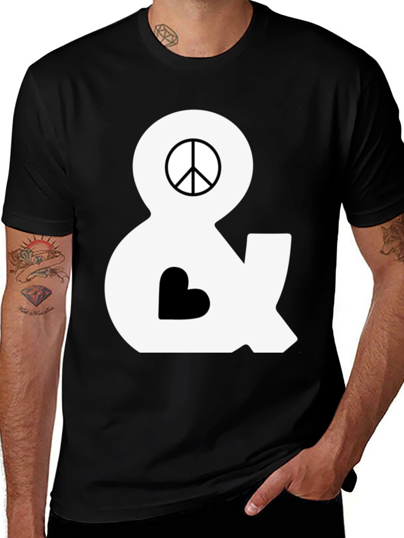 Peace & Love T-Shirt - Black Cotton