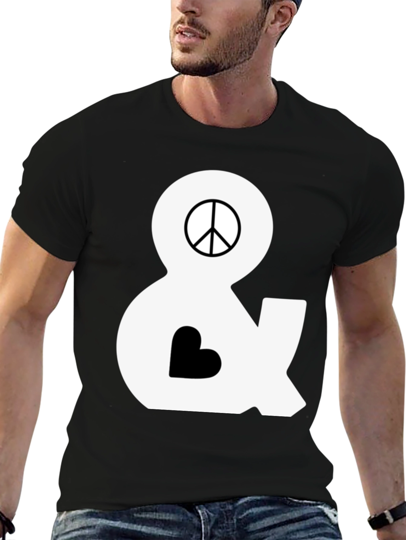 Peace & Love T-Shirt - Black Cotton