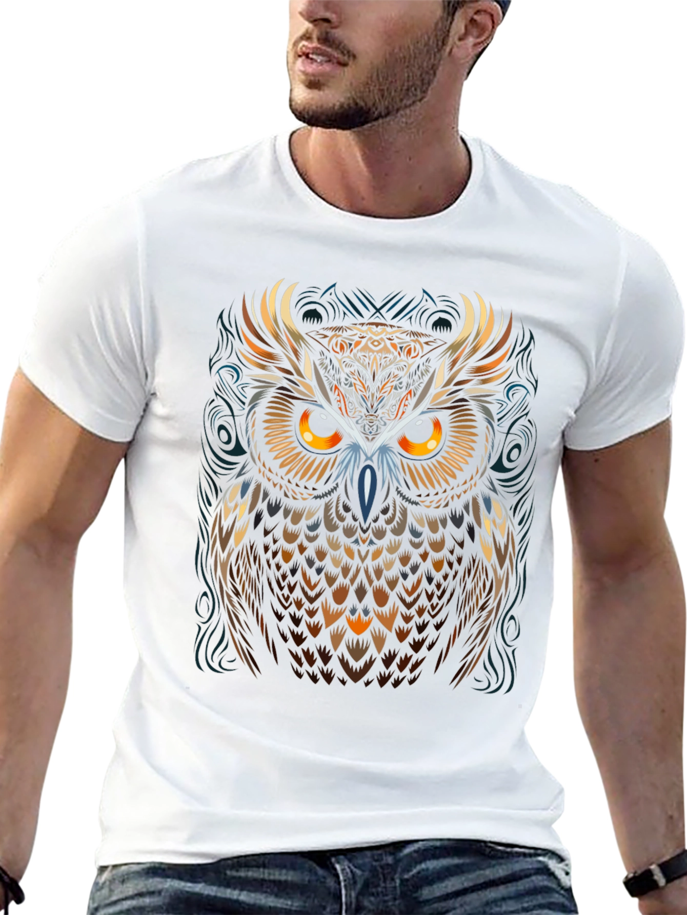 Majestic Owl Graphic Black T-Shirt