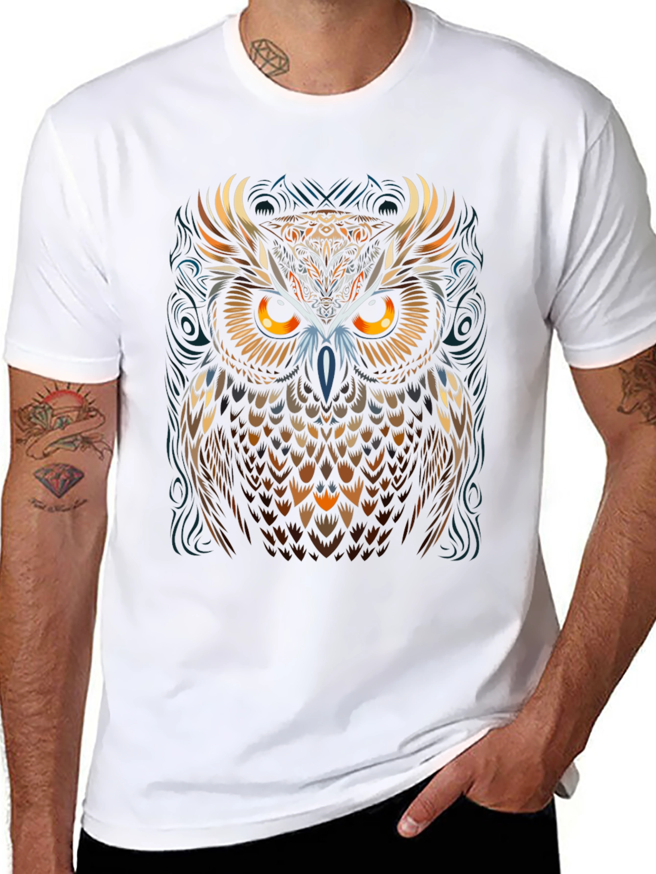 Majestic Owl Graphic Black T-Shirt