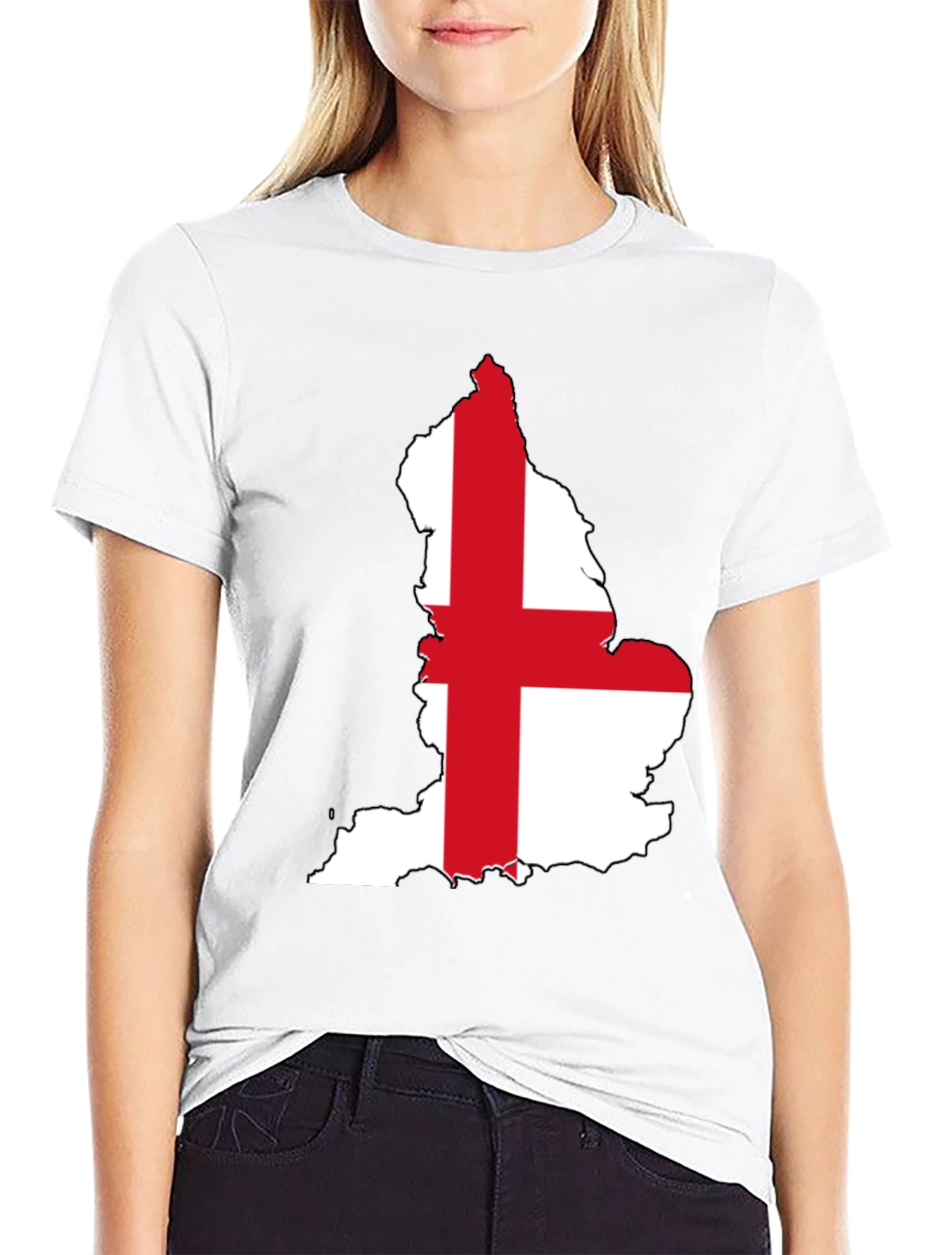 England Flag Map T-Shirt - Black Cotton Tee