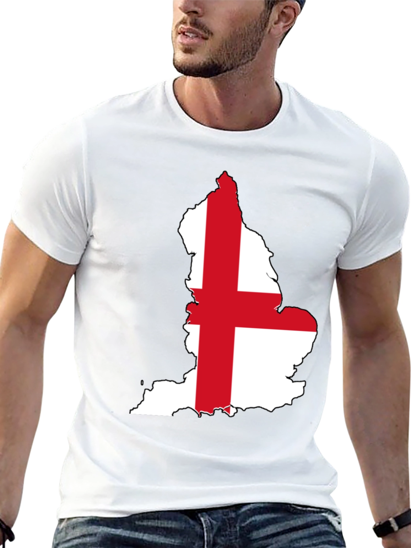 England Flag Map T-Shirt - Black Cotton Tee