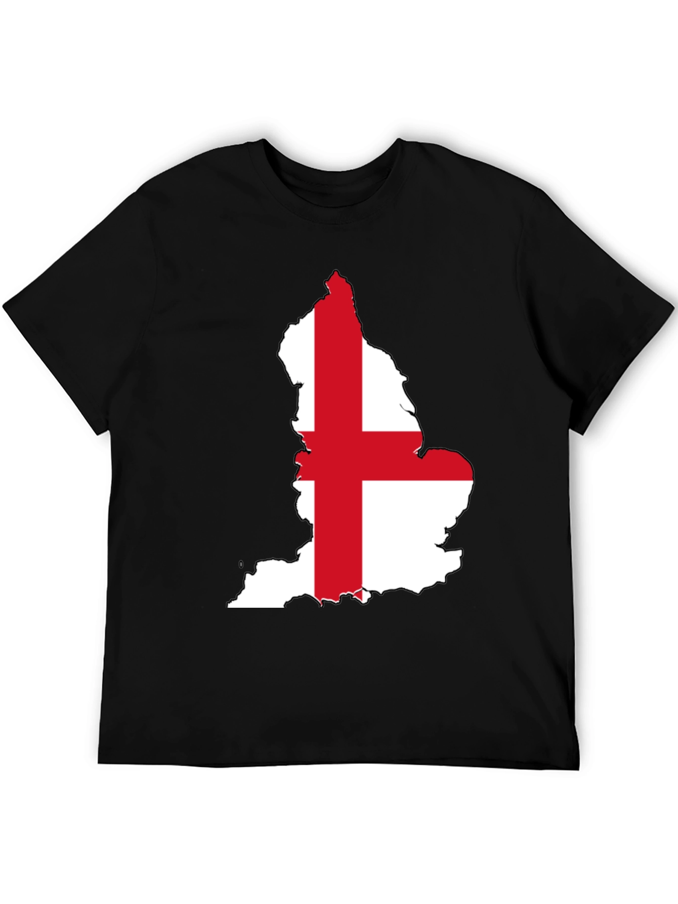 England Flag Map T-Shirt - Black Cotton Tee