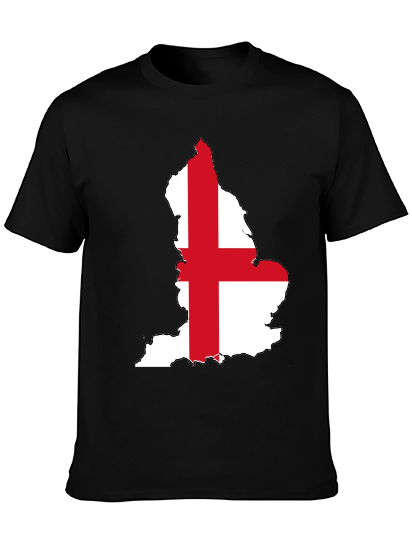 England Flag Map T-Shirt - Black Cotton Tee