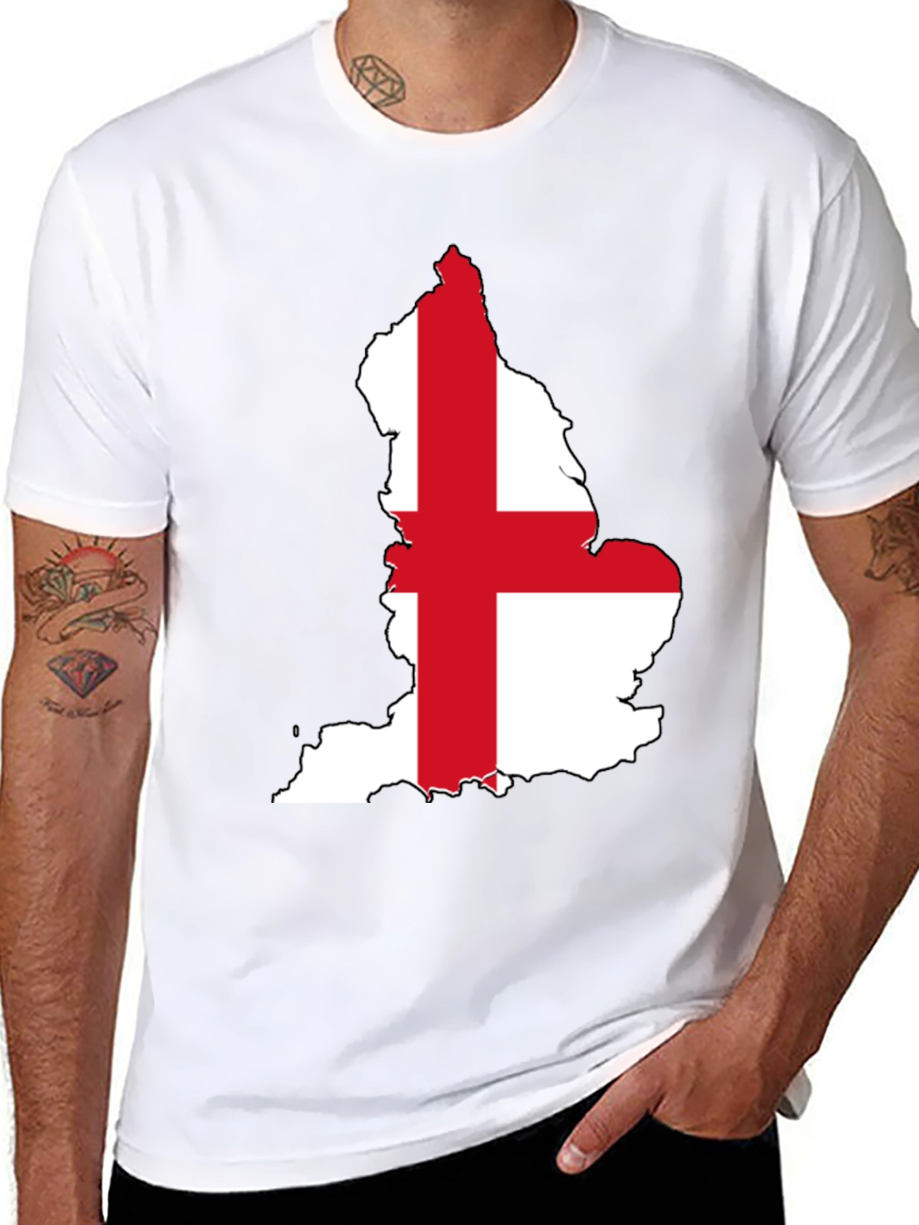 England Flag Map T-Shirt - Black Cotton Tee