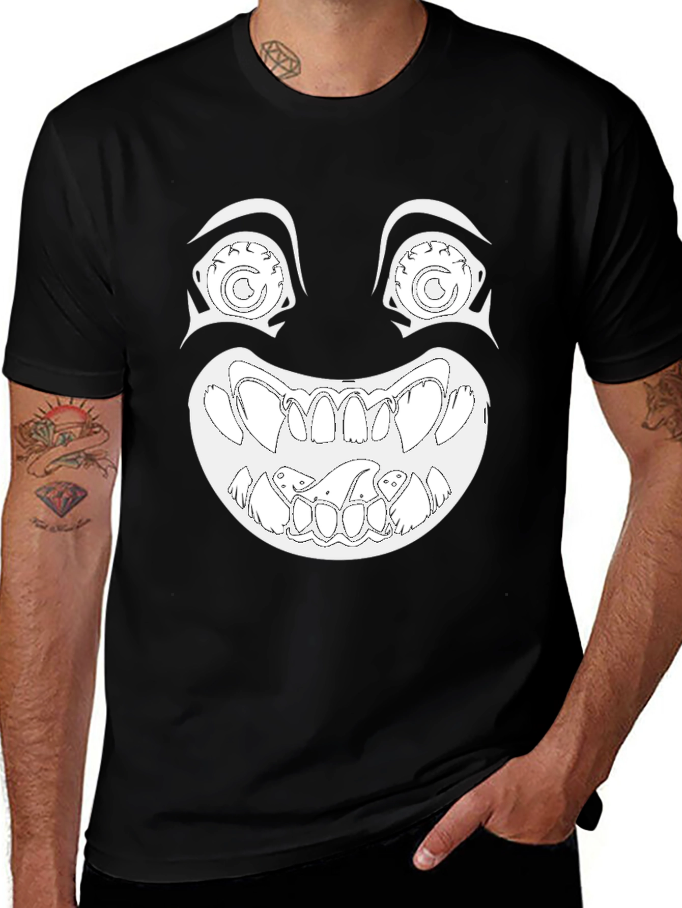 Creepy Grin Graphic Tee - Black
