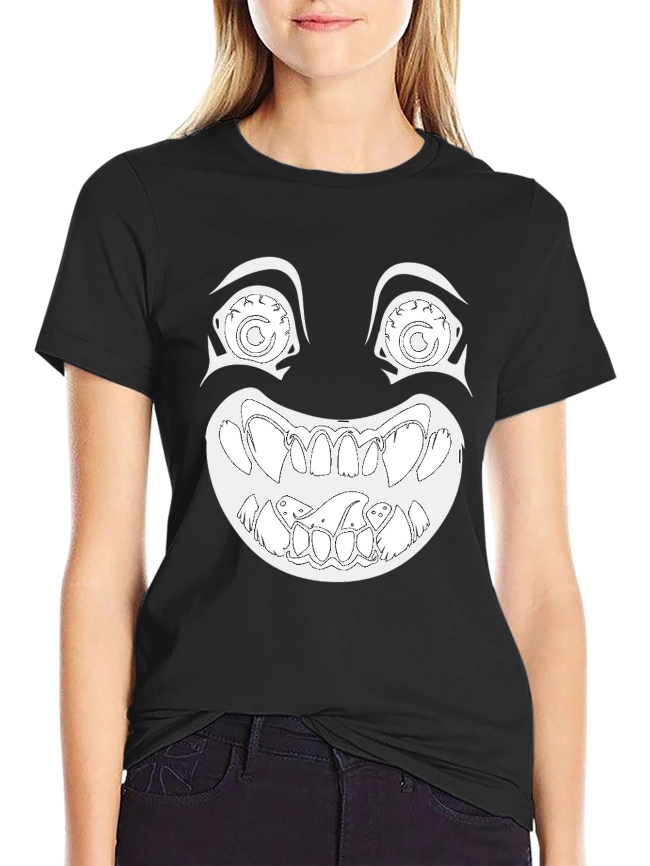 Creepy Grin Graphic Tee - Black