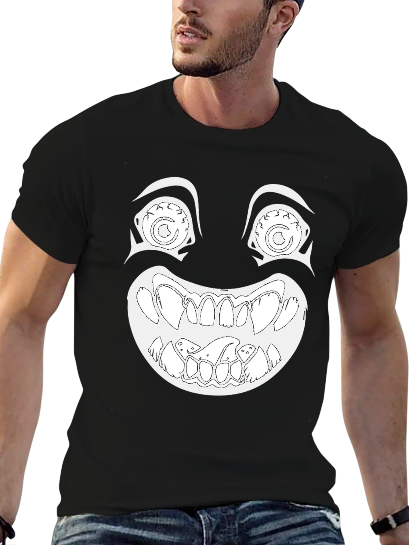 Creepy Grin Graphic Tee - Black