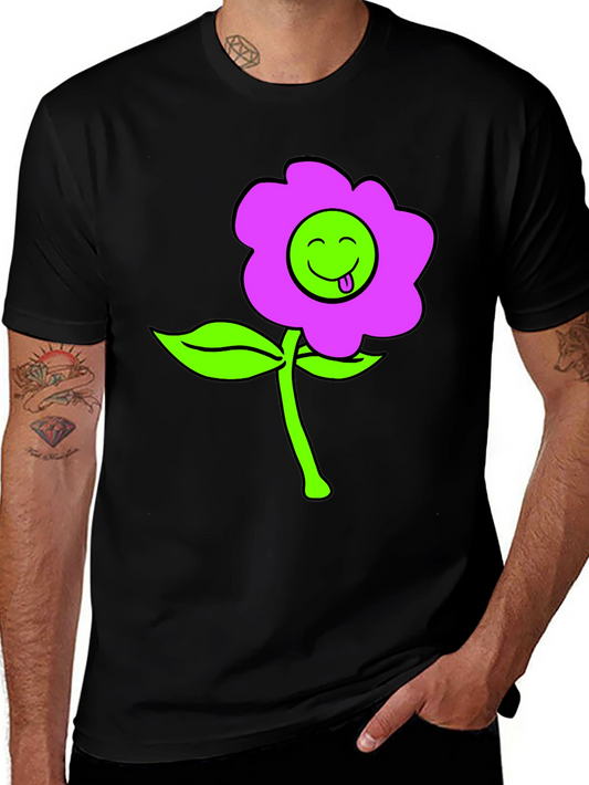 Funky Flower T-Shirt - Black Cotton Blend