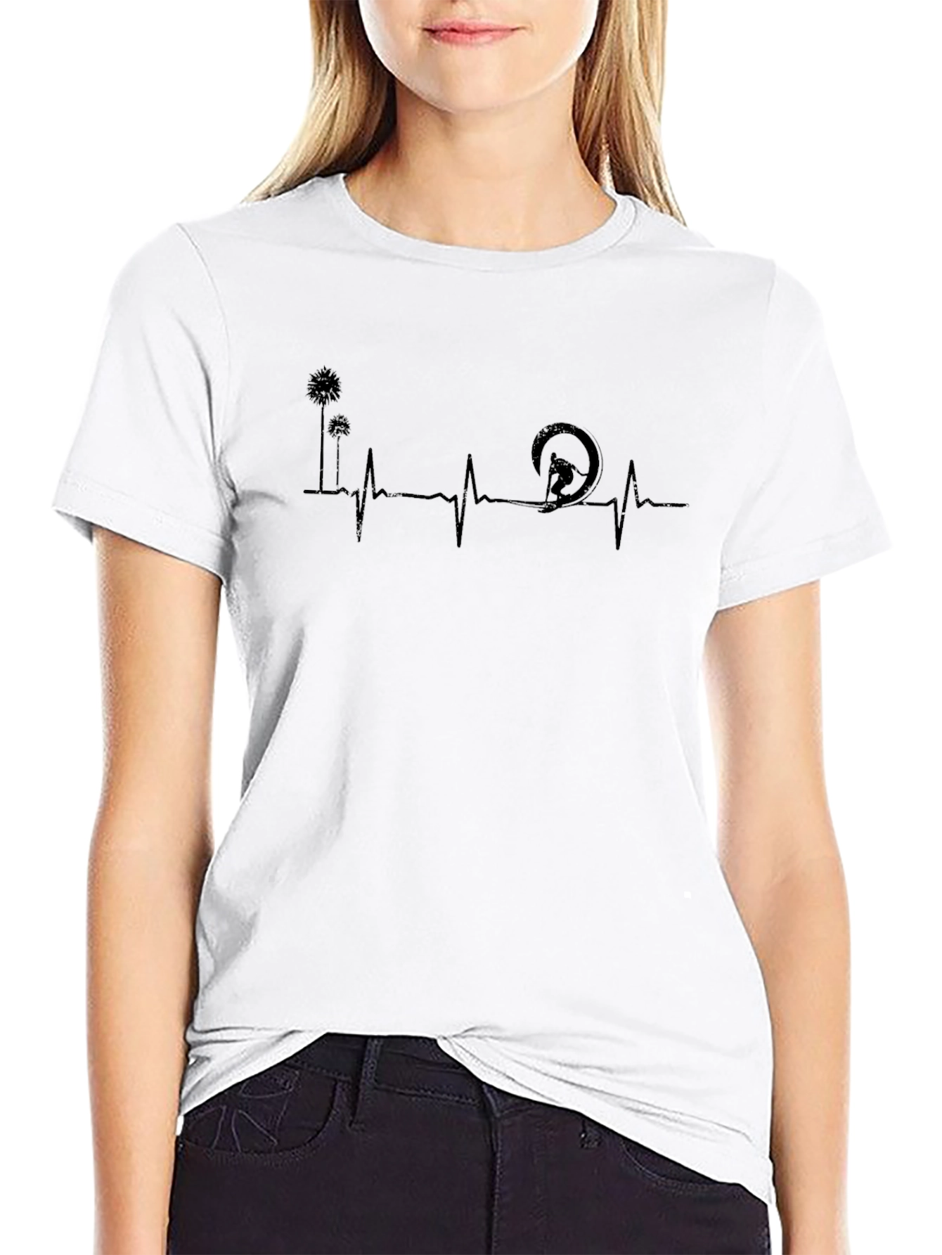 Kitesurfing Heartbeat T-Shirt - Black Graphic Tee