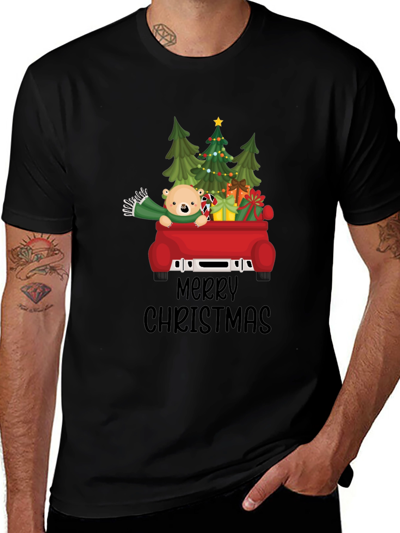 Merry Christmas Bear Truck T-Shirt
