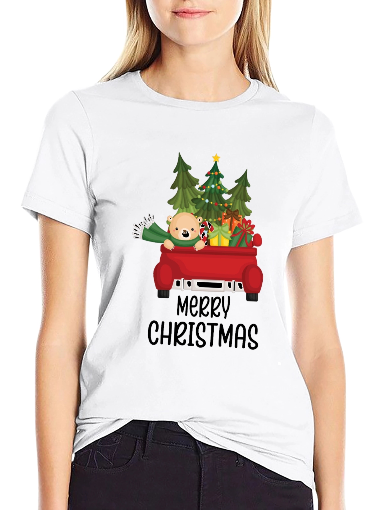 Merry Christmas Bear Truck T-Shirt