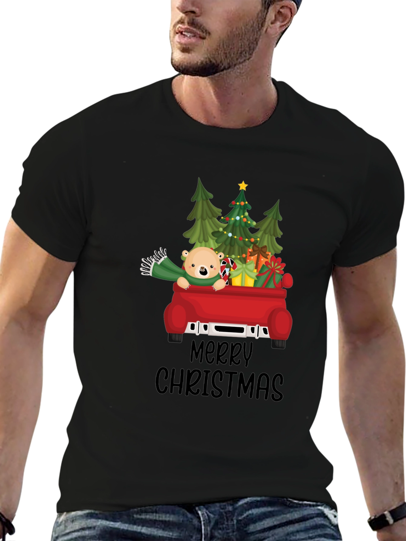 Merry Christmas Bear Truck T-Shirt