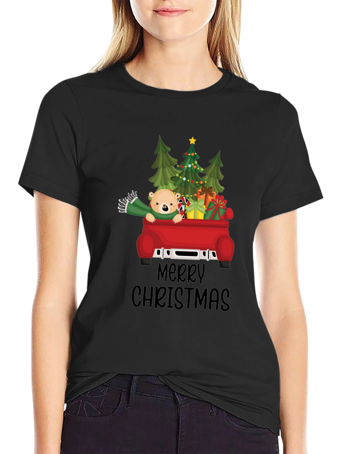 Merry Christmas Bear Truck T-Shirt