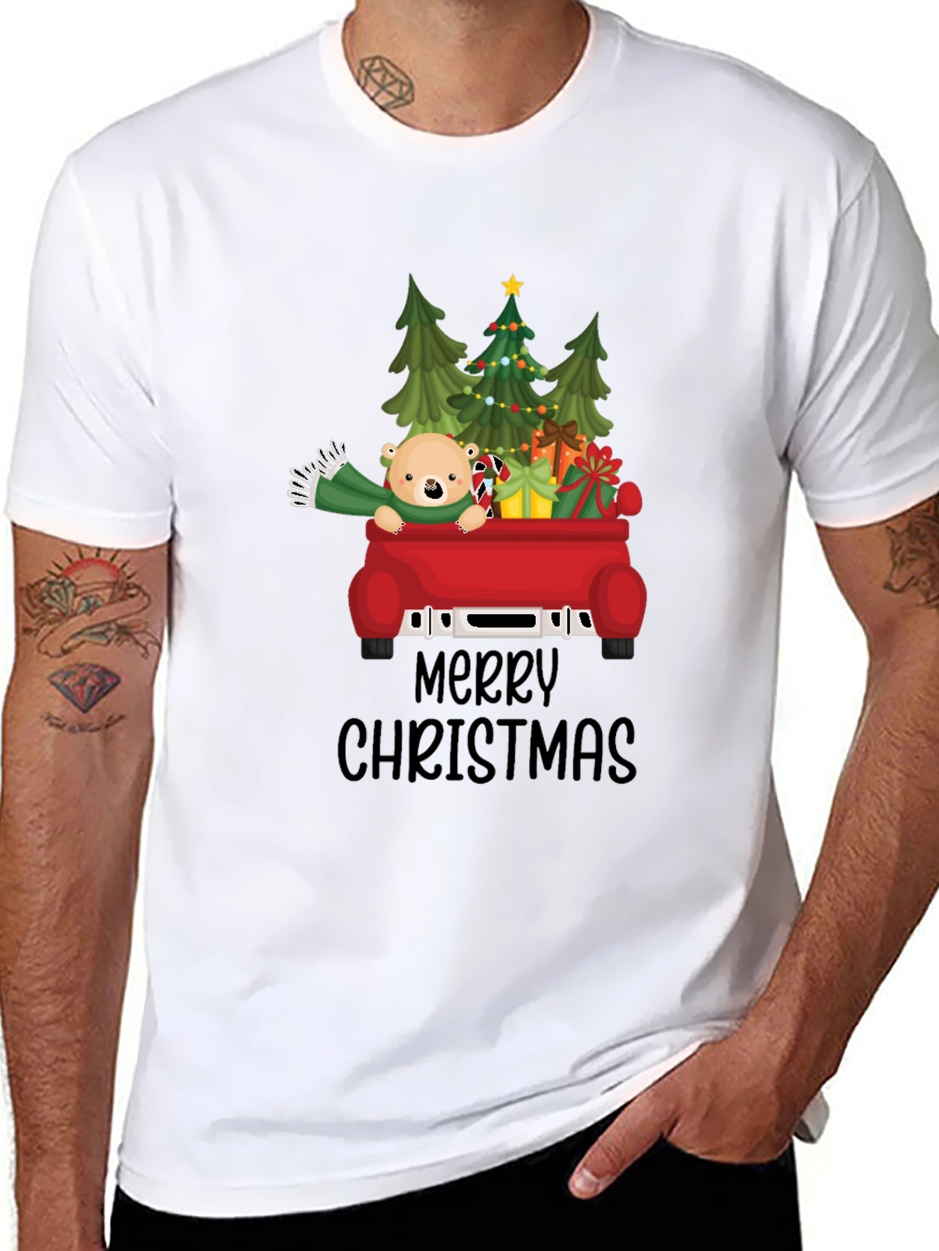 Merry Christmas Bear Truck T-Shirt