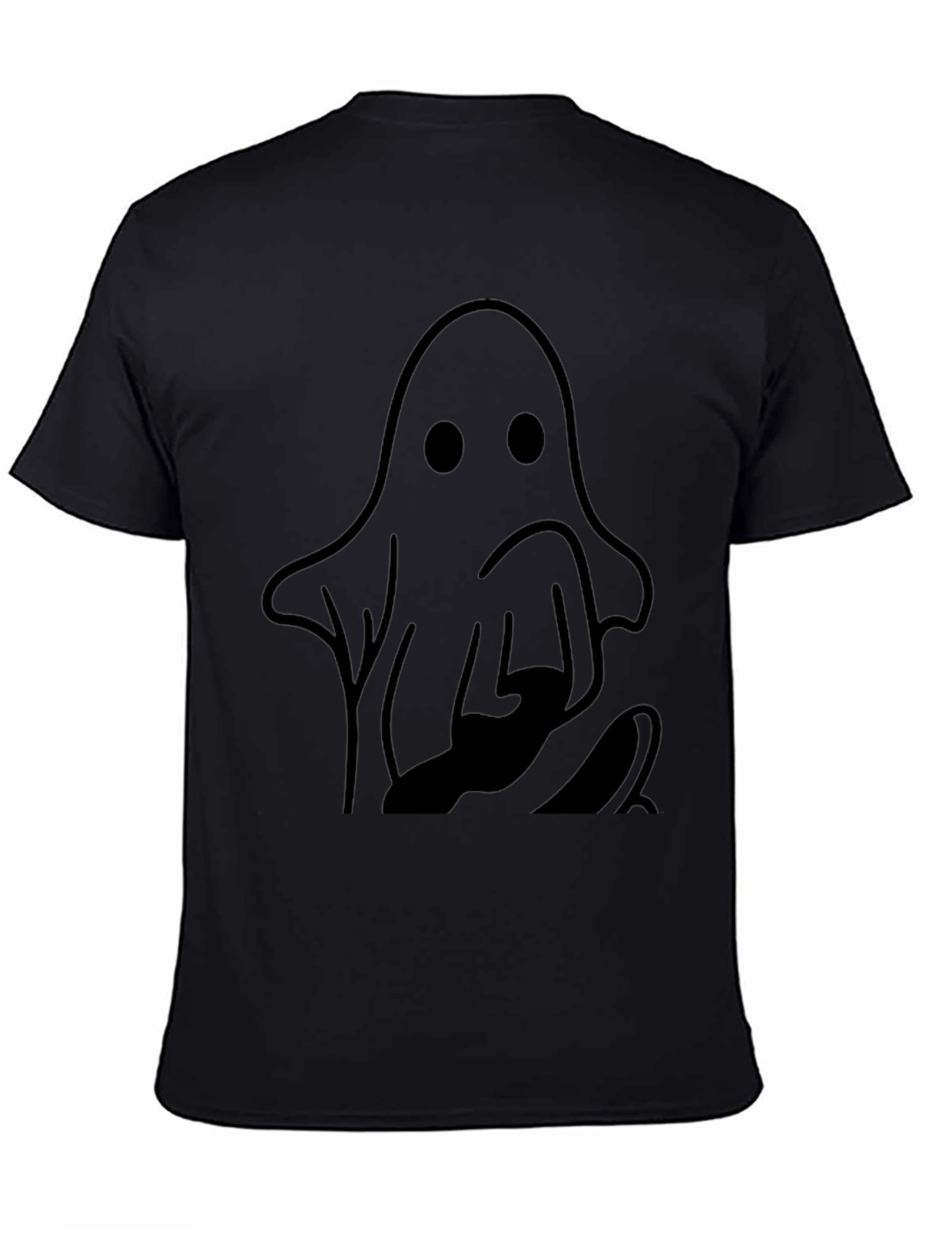 Spooky Ghost Graphic Tee - Halloween Black T-Shirt