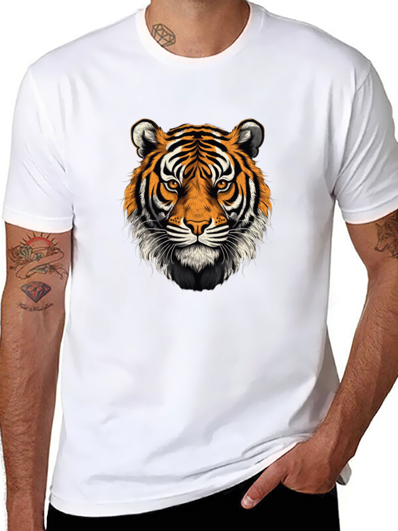 Black Tiger Face Graphic Tee