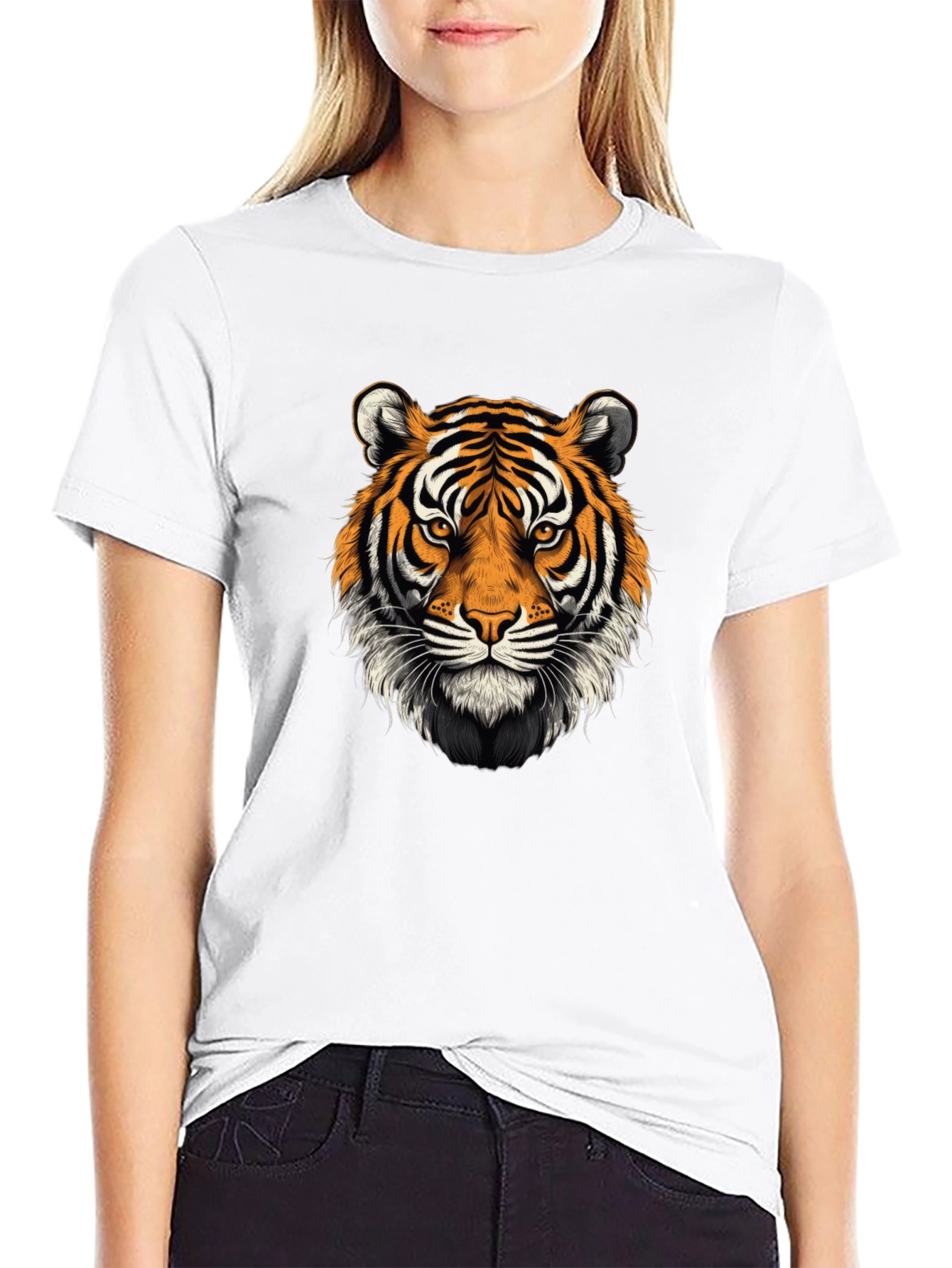 Black Tiger Face Graphic Tee