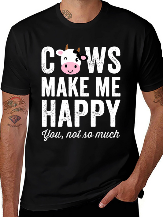 Cows Make Me Happy Graphic T-Shirt