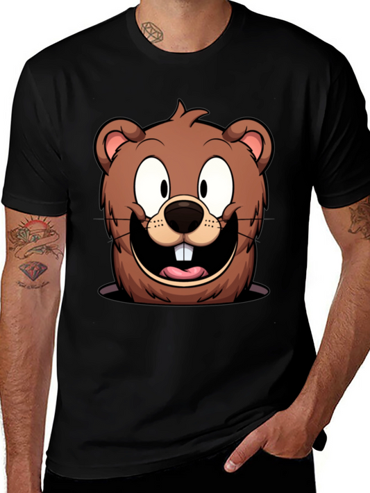 Cartoon Beaver Graphic T-Shirt