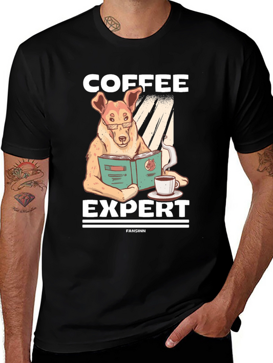 Coffee Expert Dog Graphic T-Shirt