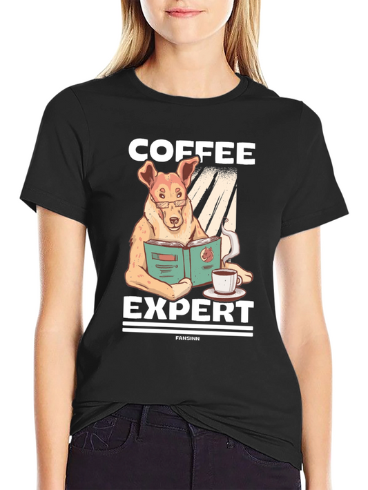 Coffee Expert Dog Graphic T-Shirt