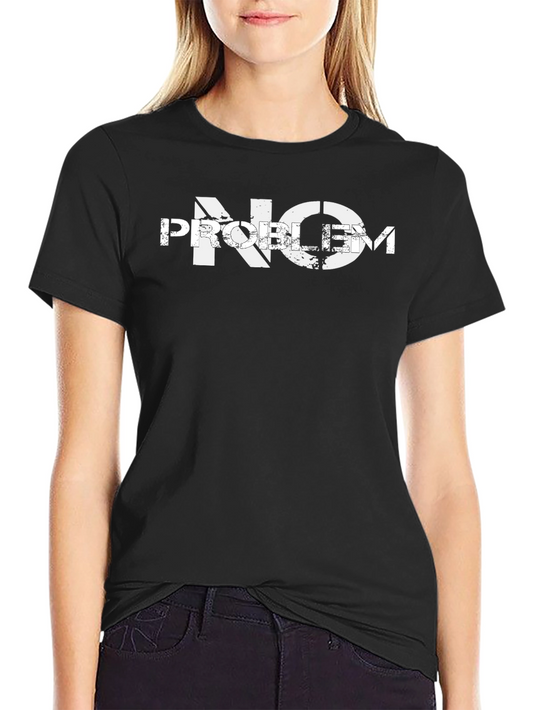 Distressed No Problem Graphic Print Black T-Shirt