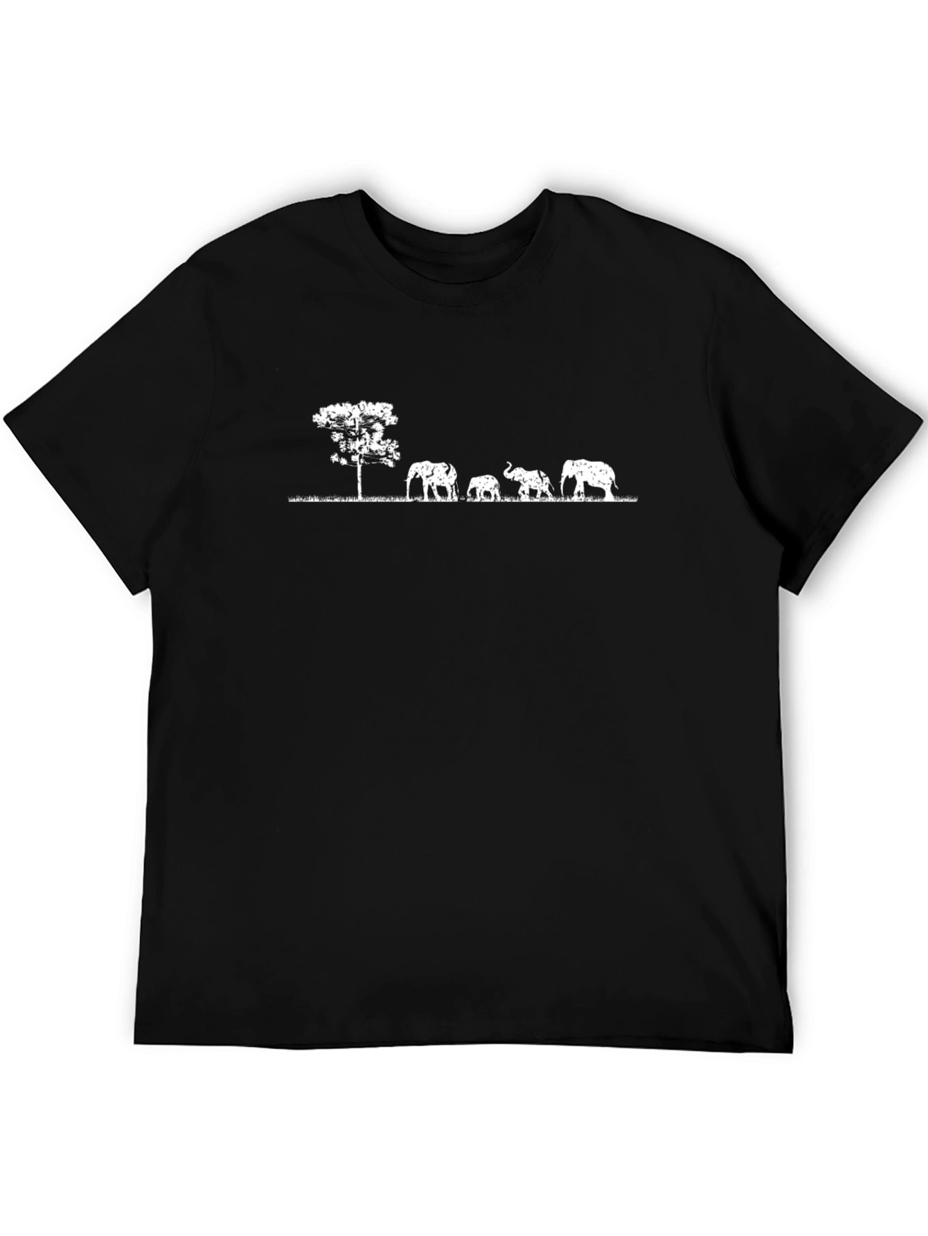 Elephant Family Tree Graphic T-Shirt - Black