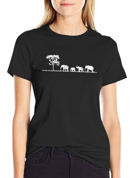 Elephant Family Tree Graphic T-Shirt - Black