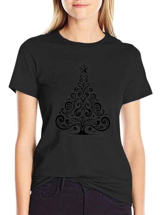 Stylish Black Christmas Tree Graphic Tee