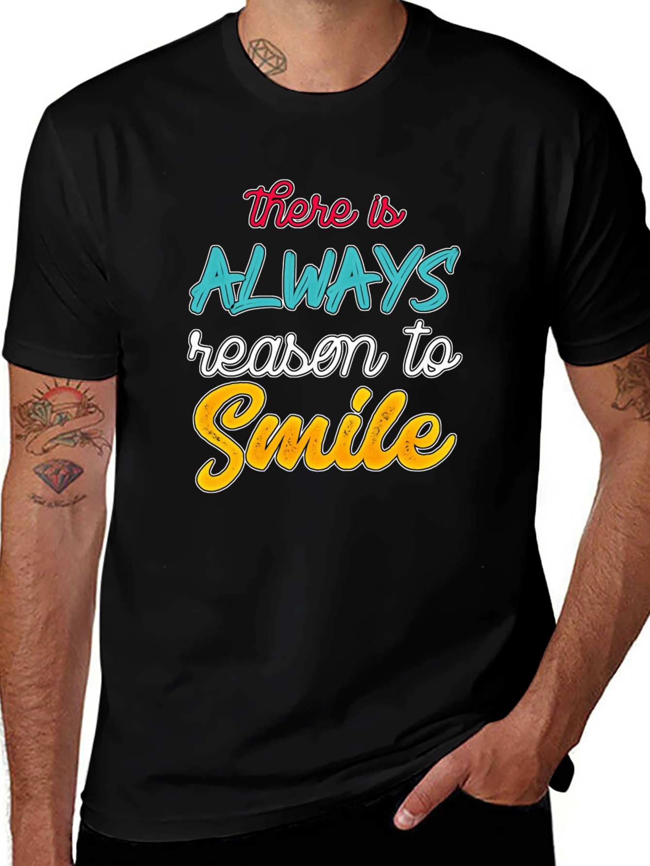 Always Reason to Smile T-Shirt | Black Graphic Tee