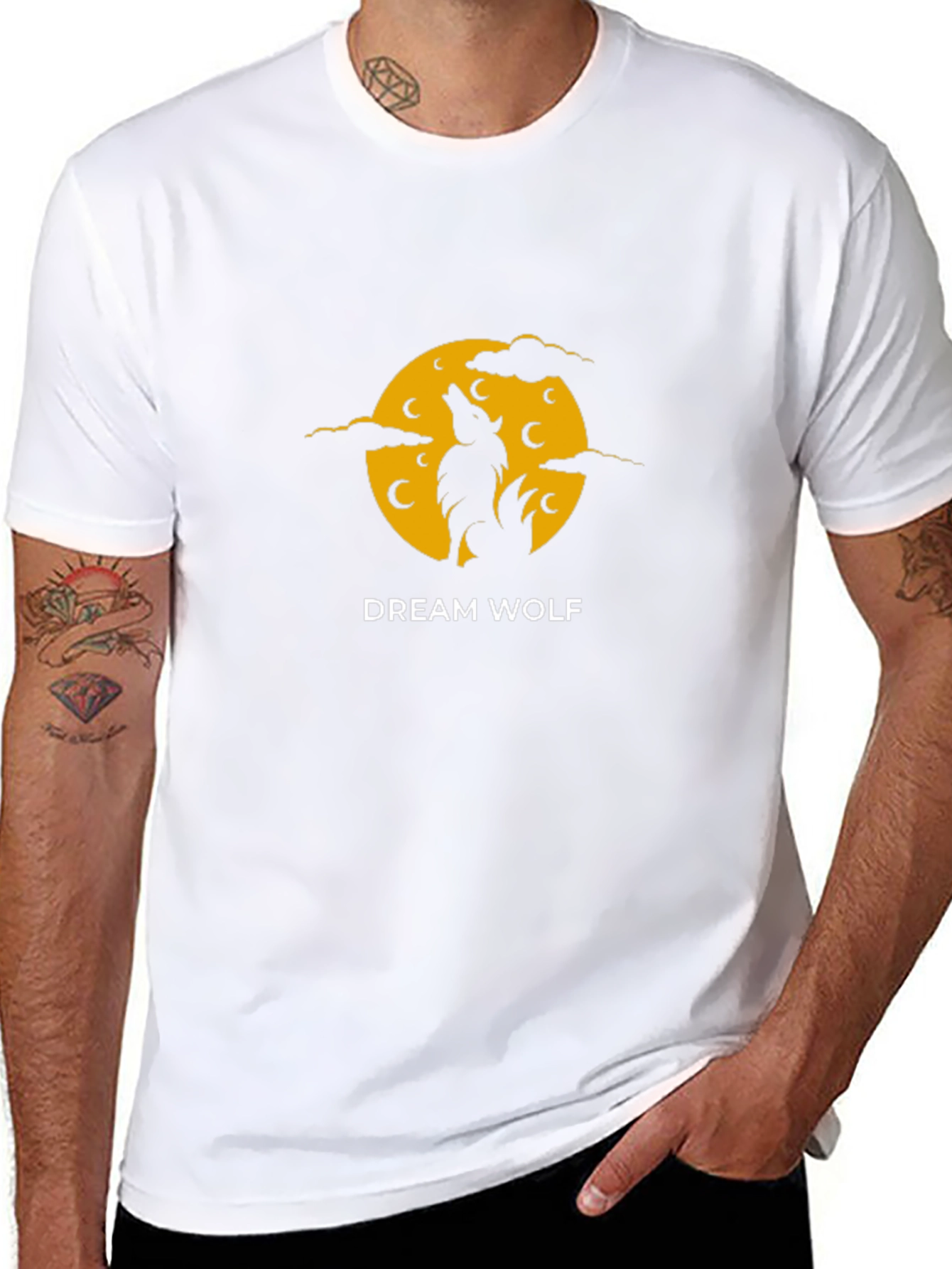 Dream Wolf Graphic Tee - Black Cotton T-Shirt