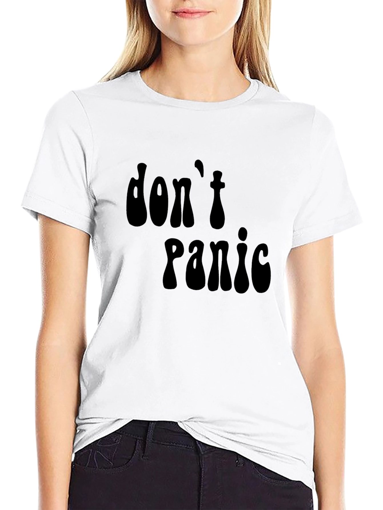 Dont Panic Black Graphic T-Shirt - Relaxed Fit