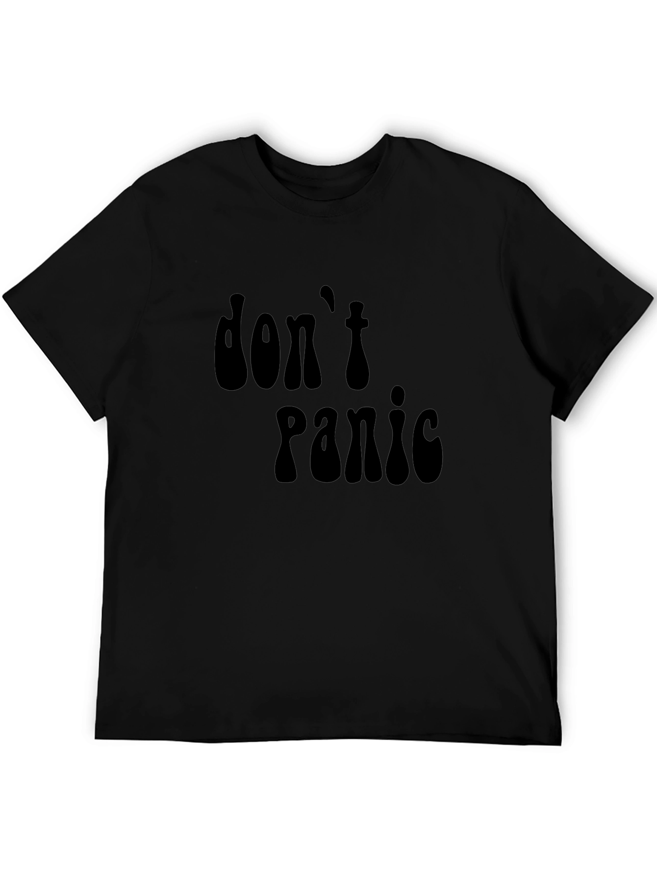 Dont Panic Black Graphic T-Shirt - Relaxed Fit